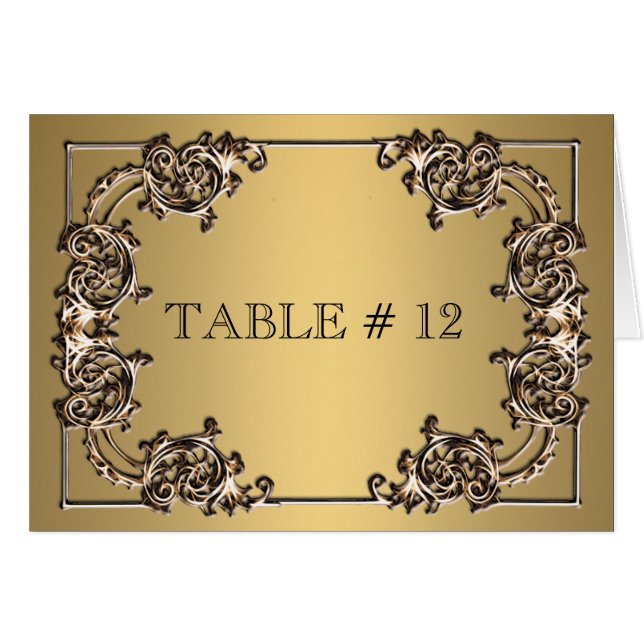 Brass gold ornate  table number wedding dinner (Front Horizontal)