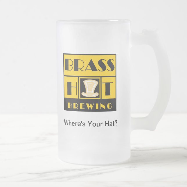Brass Hat Brewing Glass Beer Mug #1 (Right)