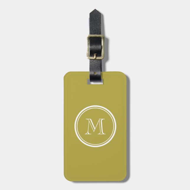 Brass High End Coloured Monogrammed Luggage Tag (Front Vertical)