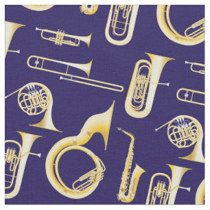 Brass Instruments Band Music Musician Decor Blue Fabric