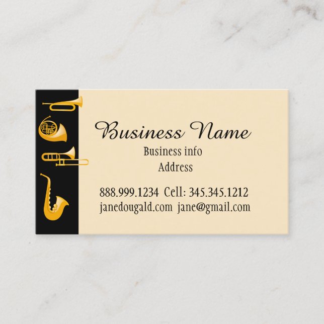 Brass Instruments Musician Music Business Card (Front)