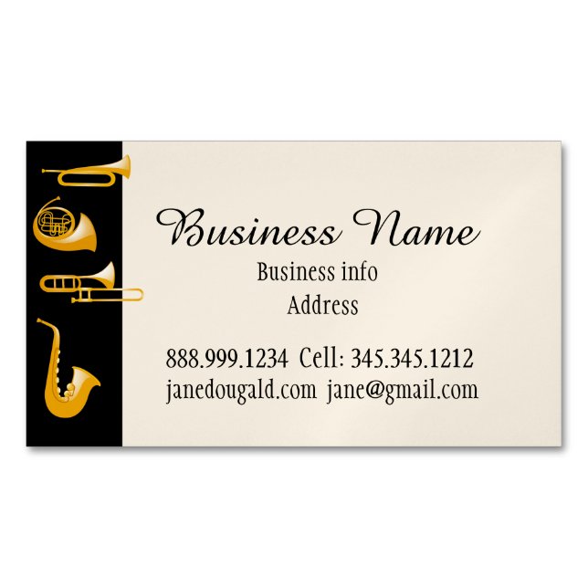 Brass Instruments Musician Music  Magnetic Business Card (Front)