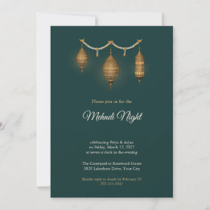 Brass Lantern Mehndi Night Henna Party Invitation