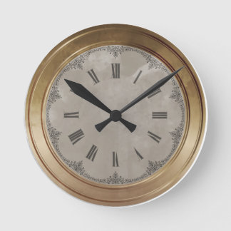Brass Marble Roman Numerals Round Clock