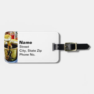 Brass Mortar and Pestle With Handles Luggage Tag