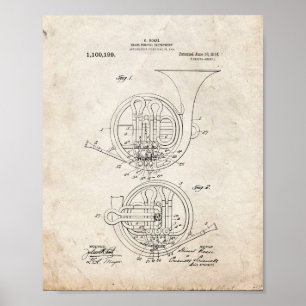 Brass Musical Instrument Patent - Old Look Poster