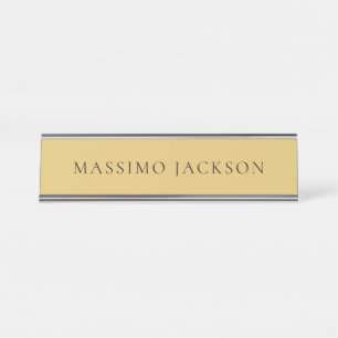 Brass Yellow Minimalist Plain Modern Aesthetic Desk Name Plate