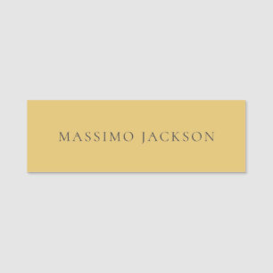 Brass Yellow Minimalist Plain Modern Aesthetic Name Tag