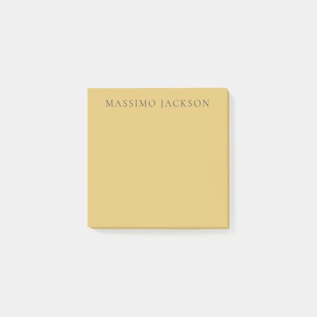 Brass Yellow Minimalist Plain Modern Aesthetic Post-it Notes (Front)