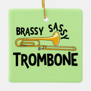 Brassy Sassy Trombone Ceramic Ornament
