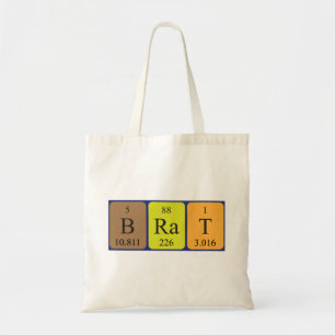 Brat periodic table name tote bag