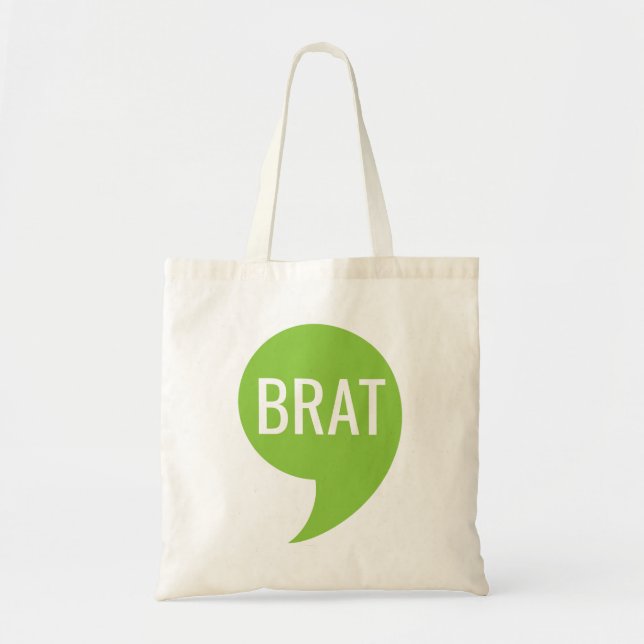 Brat Tote. Kamala /Comma-La icon logo  Tote Bag (Front)