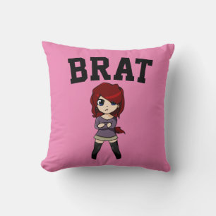BRAT WIFE GIRLFRIEND FUNNY THROW PILLOW