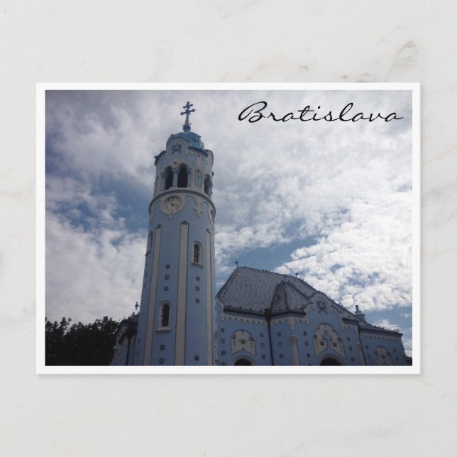 bratislava blue church border postcard (Front)