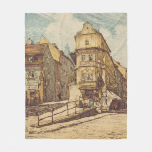 Bratislava by Richard Lux Century Colored Etching Fleece Blanket