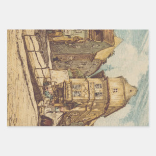 Bratislava by Richard Lux Century Colored Etching Wrapping Paper Sheet