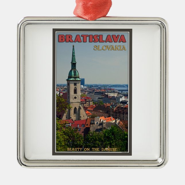 Bratislava Cityscape Metal Tree Decoration (Front)