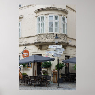 Bratislava Old Town Street Scene with Directional Poster