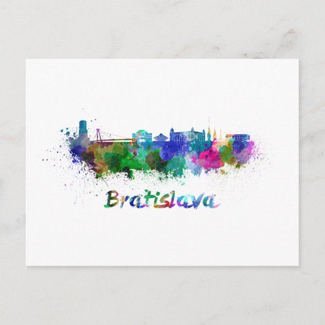 Bratislava skyline in watercolor postcard (Front)