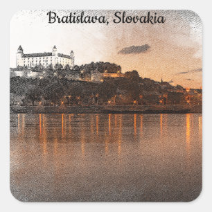 BRATISLAVA, SLOVAKIA CASTLE DANUBE RIVER SQUARE STICKER