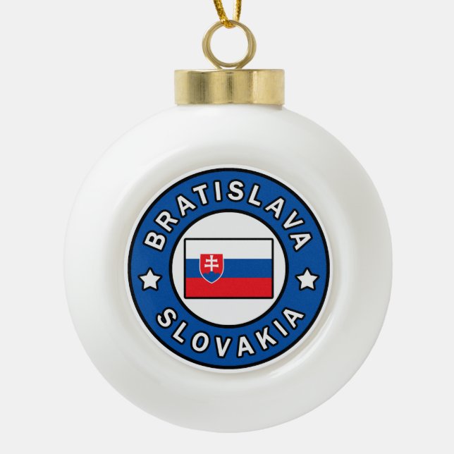 Bratislava Slovakia Ceramic Ball Christmas Ornament (Front)