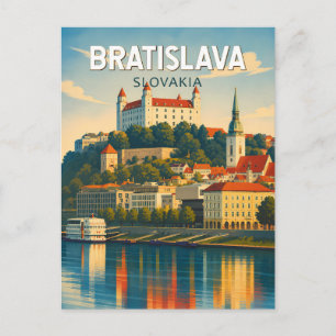 Bratislava Slovakia Illustration Travel Art Retro Postcard