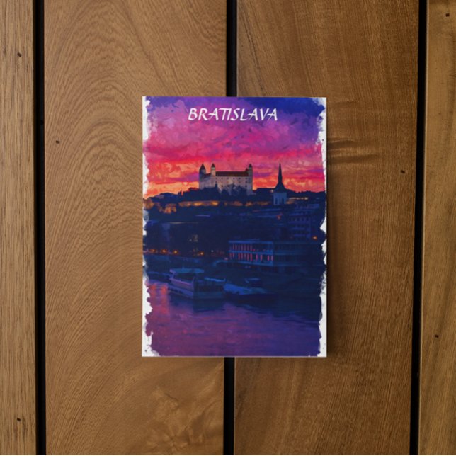 Bratislava Slovakia Night City View Postcard (bratislava slovakia watercolor postcard)