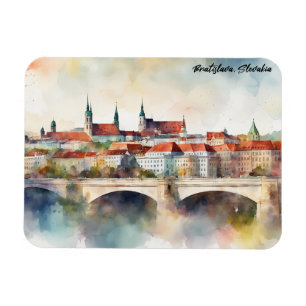 Bratislava Slovakia Watercolor Painting Panorama Magnet