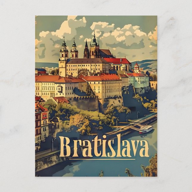 Bratislava travel ad vintage postcard (Front)
