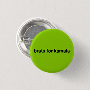 Brats for kamala simple modern black lime green 3 cm round badge