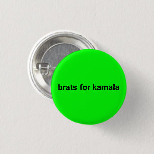 Brats for kamala simple modern black neon green 3 cm round badge