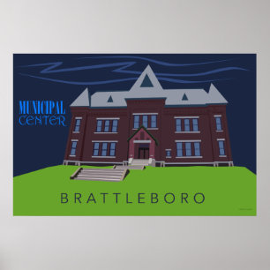 Brattleboro Municipal Center   Retro Travel Poster