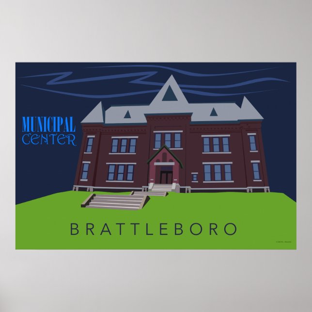 Brattleboro Municipal Center | Retro Travel Poster (Front)