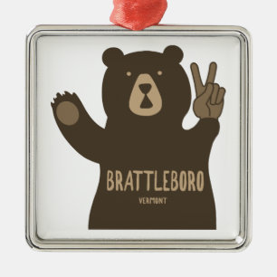 Brattleboro Vermont Peace Bear Metal Tree Decoration