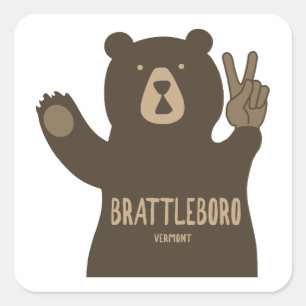 Brattleboro Vermont Peace Bear Square Sticker