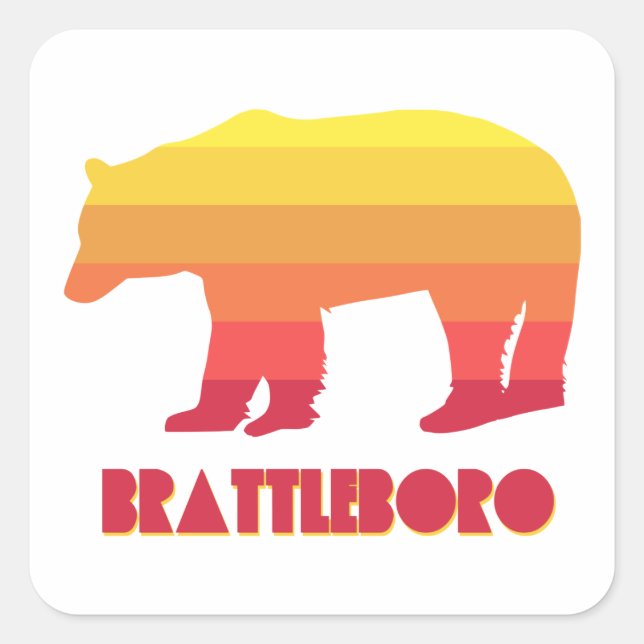 Brattleboro Vermont Rainbow Bear Square Sticker (Front)