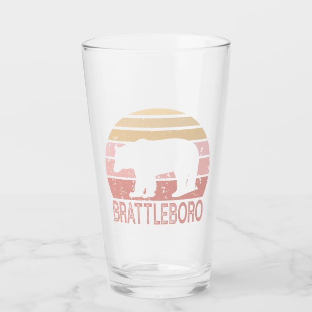 Brattleboro Vermont Retro Bear Glass (Front)