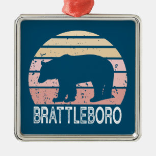 Brattleboro Vermont Retro Bear Metal Tree Decoration