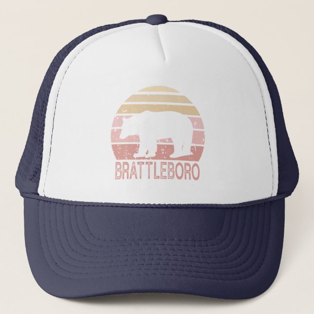 Brattleboro Vermont Retro Bear Trucker Hat (Front)