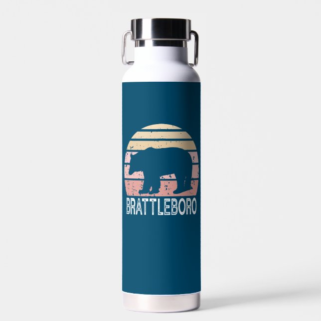 Brattleboro Vermont Retro Bear Water Bottle (Front)