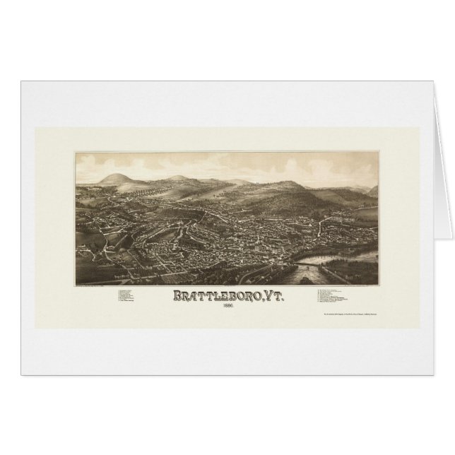 Brattleboro, VT Panoramic Map - 1886 (Front Horizontal)