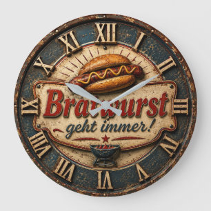 Bratwurst German Sausage Kitchen Oktoberfest Bar & Large Clock
