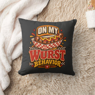 Bratwurst On My Wurst Behaviour Sausage Fest Fan Cushion