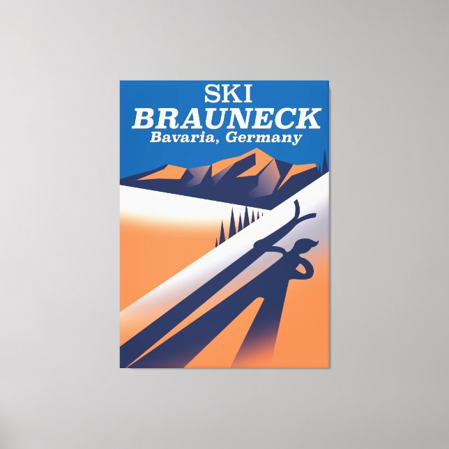 Brauneck Bavaria, vintage ski poster. Canvas Print (Front)