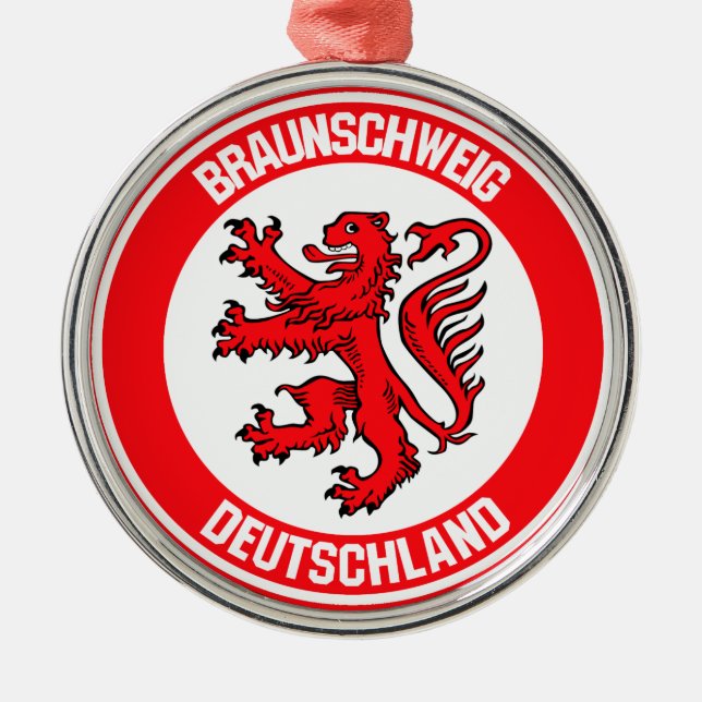 Braunschweig Round Emblem Metal Tree Decoration (Front)