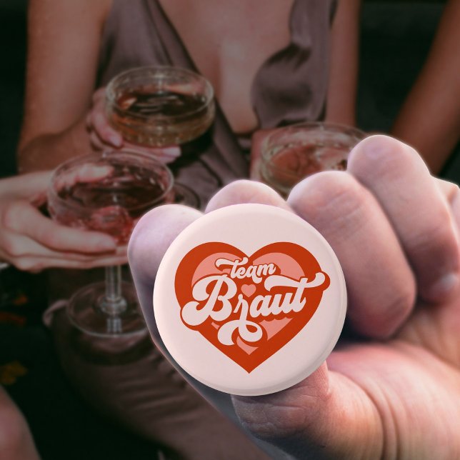 Braut Und Team Braut Bachelorette Retro Heart 3 Cm Round Badge (Creator Uploaded)