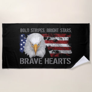 Brave American Hearts Beach Towel