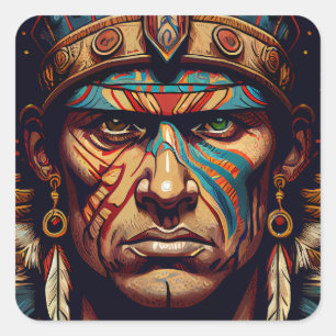 Brave and Bold: The Aztec Warrior Rises Square Sticker