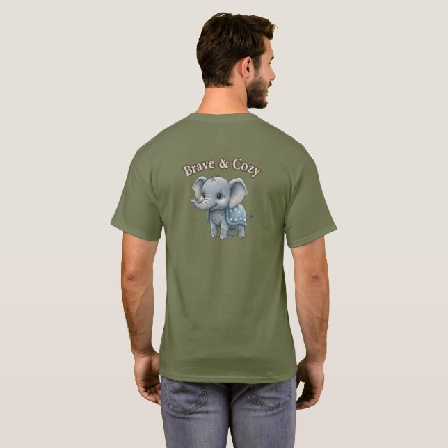Brave and Cozy Elephant Kids  T-Shirt (Back Full)