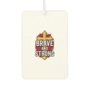 Brave and Strong Vintage Cross Shirt Design_1 Car Air Freshener